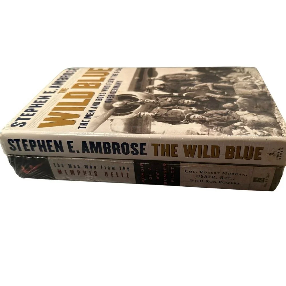 Stephen E Ambrose Book Wild Blue Man Who Flew Memphis Belle Memoir Hardcover Set